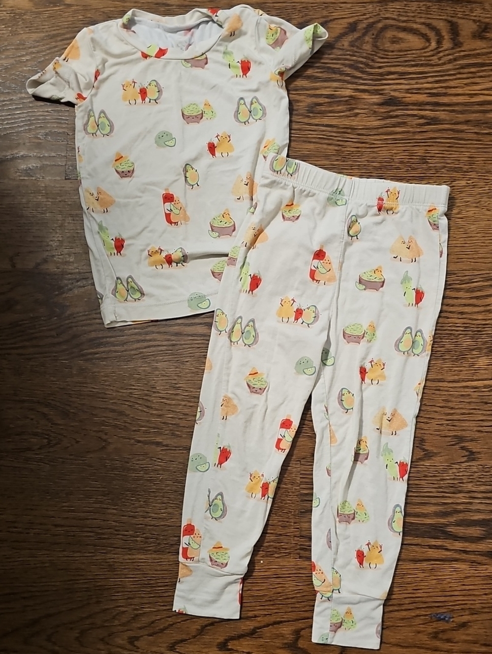 bamboo tullabee Kids Two-Piece Pajama Set chips, chili, avocado, guac